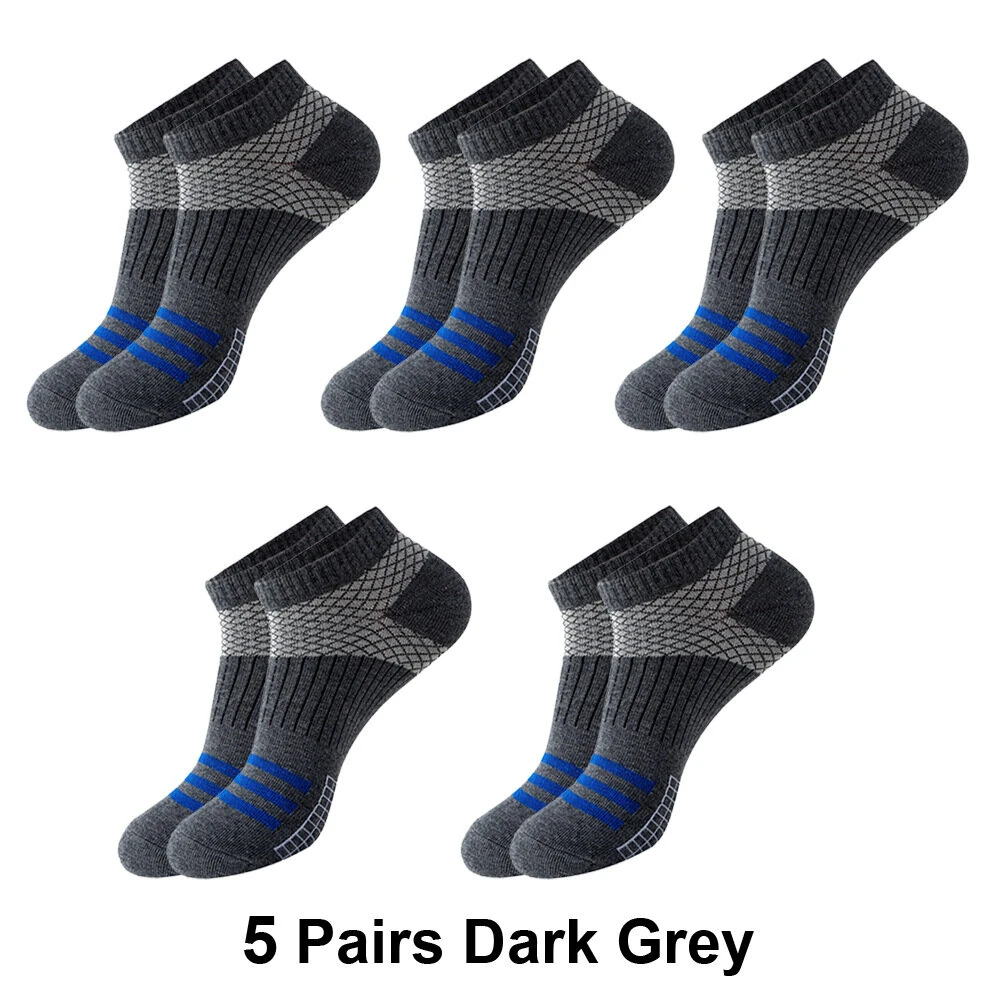 (image for) 5 Pairs Low Cut Men Socks Breathable Sports Socks Cotton Blend Mens Ankle Socks Anti Odor & Sweat Absorption Short Socks, For Spring Summer Autumn